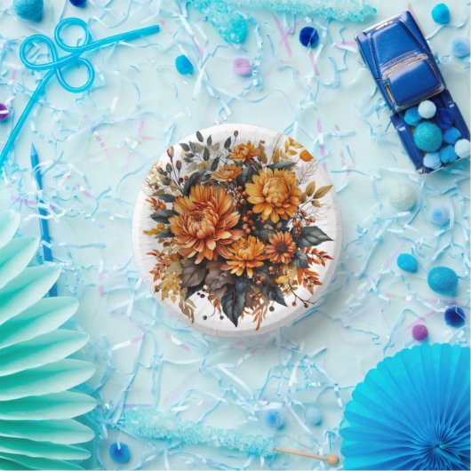 Gorgeus Fall Floral Pappteller (Party)