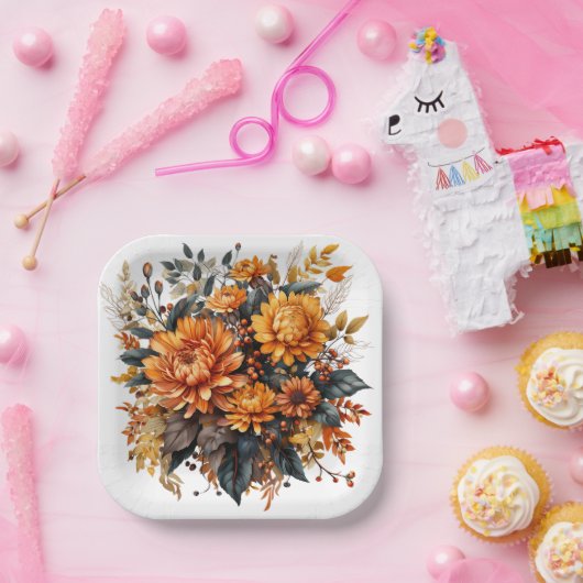 Gorgeus Fall Floral Pappteller (Party)