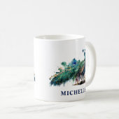Gorgey Watercolor Personalisiert Peacock Kaffeetasse (VorderseiteRechts)