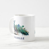 Gorgey Watercolor Personalisiert Peacock Kaffeetasse (Vorderseite Links)