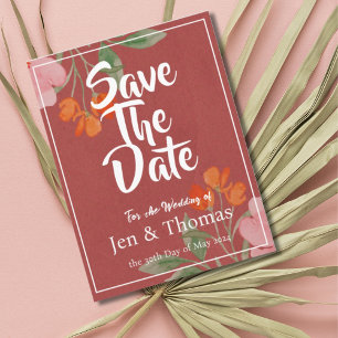 Gorgey Watercolor Pink Floral Save the Date Postkarte