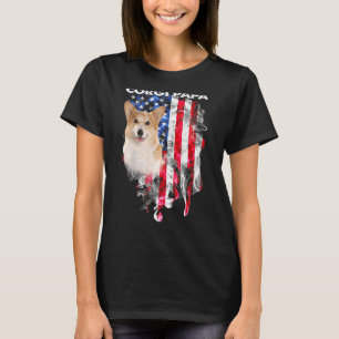 Gorgi Dog Papa Usa Flag Happy Vatertag 4. T-Shirt