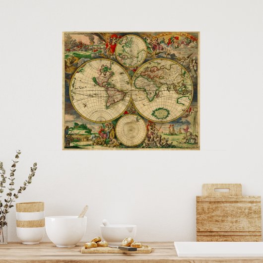 Gorgoeus Alte Weltkarte Poster (Küche)