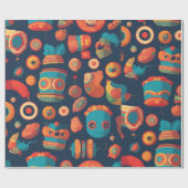 Gorgon Retro Personalisiertes Muster Geschenkpapier (Flach)