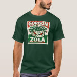 Gorgon Zola Retro Cheese Monster Pun T-Shirt<br><div class="desc">A wedge of gorgonzola becomes a mythical monster in this retro illustration. “Gorgon Zola” combines Italian cheese,  snakes,  and vintage sign style for a fun food pun design.</div>