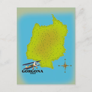 Gorgona Italien Karte Reiseplakat.