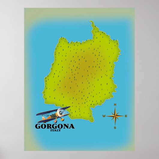 Gorgona Italien Karte Reiseplakat. Poster (Vorne)