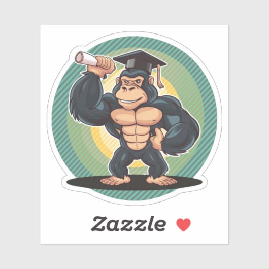 Gorilla Abschluss Aufkleber (Blatt)