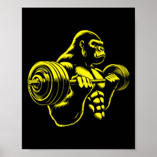Gorilla Affe Fitnessstudio Gewichtheben Bodybuildi Poster