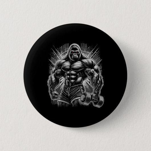 Gorilla-Affe-Gym-Kleidung Bodybuilding-Workout-Mot Button (Vorderseite)