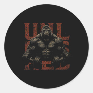 Gorilla-Affe-Gym-Kleidung Bodybuilding Workout Mot Runder Aufkleber
