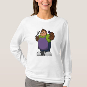 Gorilla als Friseur mit Schere & Kamin T-Shirt