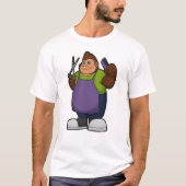 Gorilla als Friseur mit Schere & Kamin T-Shirt (Vorderseite)