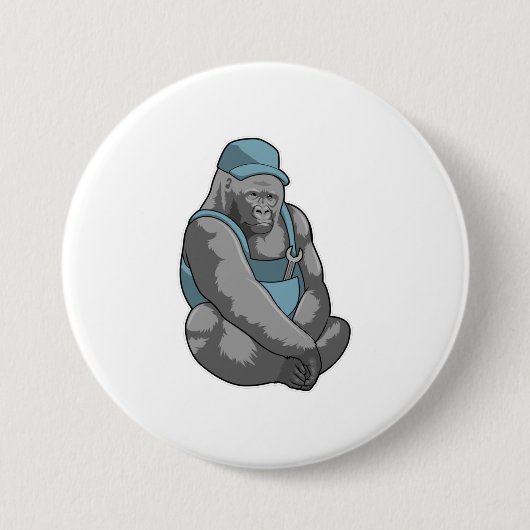 Gorilla als Handwerker mit Wrench Button (Vorderseite)