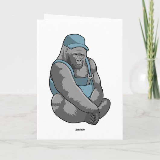 Gorilla als Handwerker mit Wrench Karte (Rückseite)