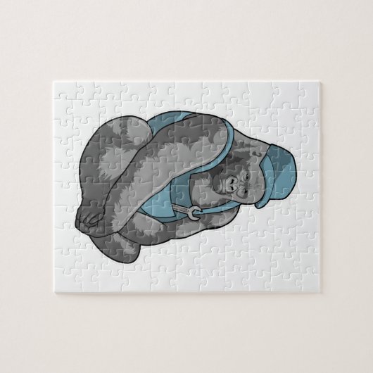 Gorilla als Handwerker mit Wrench Puzzle (Horizontal)