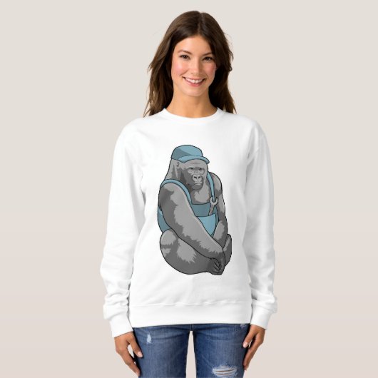 Gorilla als Handwerker mit Wrench Sweatshirt (Vorne ganz)
