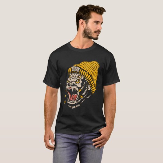 Gorilla American Traditional Tattoo Inkted Old Sch T-Shirt (Vorne ganz)