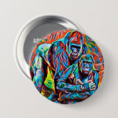 Gorilla Ape Abstrakte Tiere Kunst und Kultur Button (Vorne & Hinten)