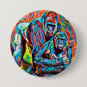 Gorilla Ape Abstrakte Tiere Kunst und Kultur Button (Vorderseite)