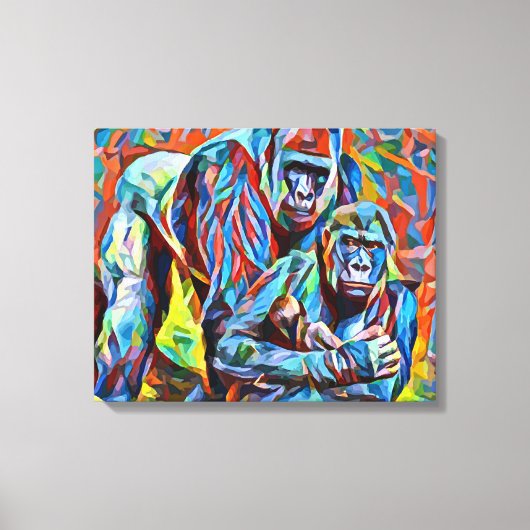 Gorilla Ape Abstrakte Tiere Kunst und Kultur Leinwanddruck (Vorderseite)