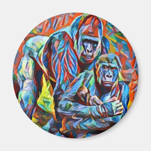 Gorilla Ape Abstrakte Tiere Kunst und Kultur Magnet (Vorne)