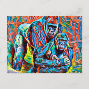 Gorilla Ape Abstrakte Tiere Kunst und Kultur Postkarte