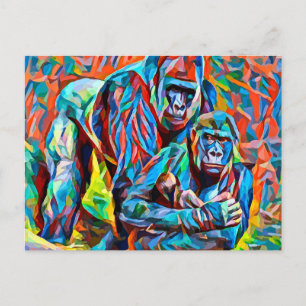 Gorilla Ape Abstrakte Tiere Kunst und Kultur Postkarte