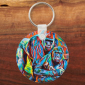 Gorilla Ape Abstrakte Tiere Kunst und Kultur Schlüsselanhänger (Vorderseite)