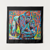 Gorilla Ape Abstrakte Tiere Kunst und Kultur Wandteppich (Vorderseite)