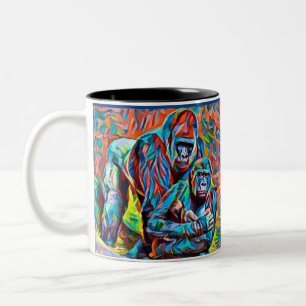 Gorilla Ape Abstrakte Tiere Kunst und Kultur Zweifarbige Tasse