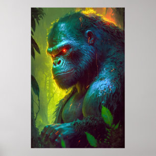 Gorilla Ape Animal Portrait Malerei frei Poster