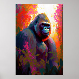 Gorilla Ape Animal Portrait Malerei frei von Wildt Poster