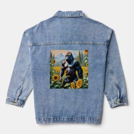 Gorilla Ape in einem Feld der Sonnenblumen Jeansjacke