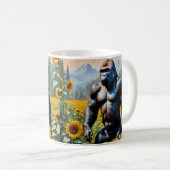 Gorilla Ape in einem Feld der Sonnenblumen Kaffeetasse (VorderseiteRechts)