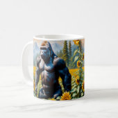 Gorilla Ape in einem Feld der Sonnenblumen Kaffeetasse (Vorderseite Links)