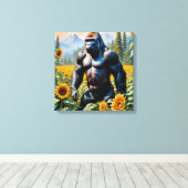Gorilla Ape in einem Feld der Sonnenblumen Leinwanddruck (Insitu (Holzboden))