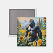Gorilla Ape in einem Feld der Sonnenblumen Magnet (Vorderseite/Rückseite)