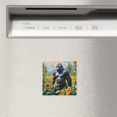 Gorilla Ape in einem Feld der Sonnenblumen Magnet (In Situ (Geschirrspüler))