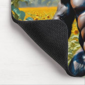 Gorilla Ape in einem Feld der Sonnenblumen Mousepad (Ecke)
