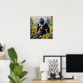 Gorilla Ape in einem Feld der Sonnenblumen Poster (Heimbüro)
