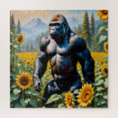 Gorilla Ape in einem Feld der Sonnenblumen Puzzle (Vertikal)