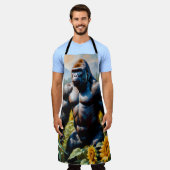 Gorilla Ape in einem Feld der Sonnenblumen Schürze (Getragen)
