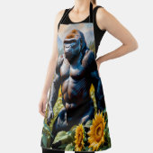 Gorilla Ape in einem Feld der Sonnenblumen Schürze (InSitu)