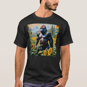 Gorilla Ape in einem Feld der Sonnenblumen T-Shirt