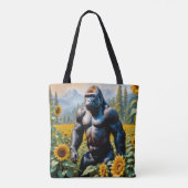 Gorilla Ape in einem Feld der Sonnenblumen Tasche (Rückseite)