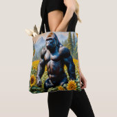Gorilla Ape in einem Feld der Sonnenblumen Tasche (Von Nahem)