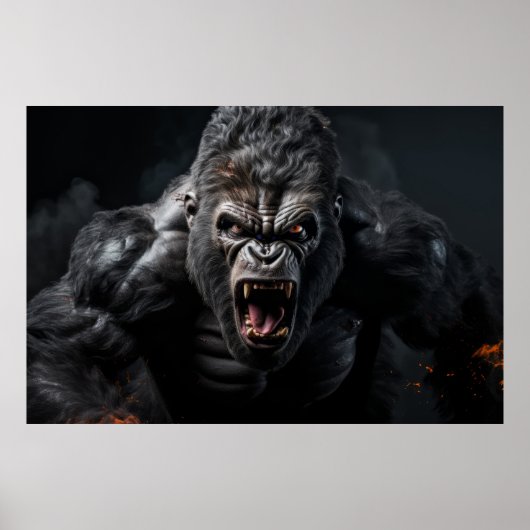 Gorilla Ape Wild Animal Portrait Fierce Power Poster (Vorne)