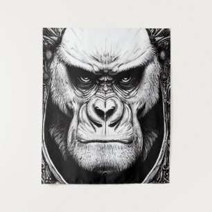Gorilla Ape Wild Nature Illustration Line Epische  Wandteppich