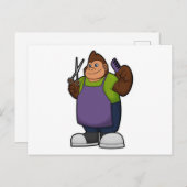 Gorilla as Hairdresser with Scissors & Comb Postkarte (Vorne/Hinten)